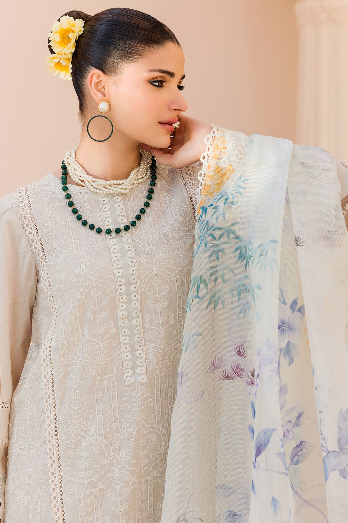 Ivory Schiffli Embroidered Lawn 3-Piece Suit - Image 6