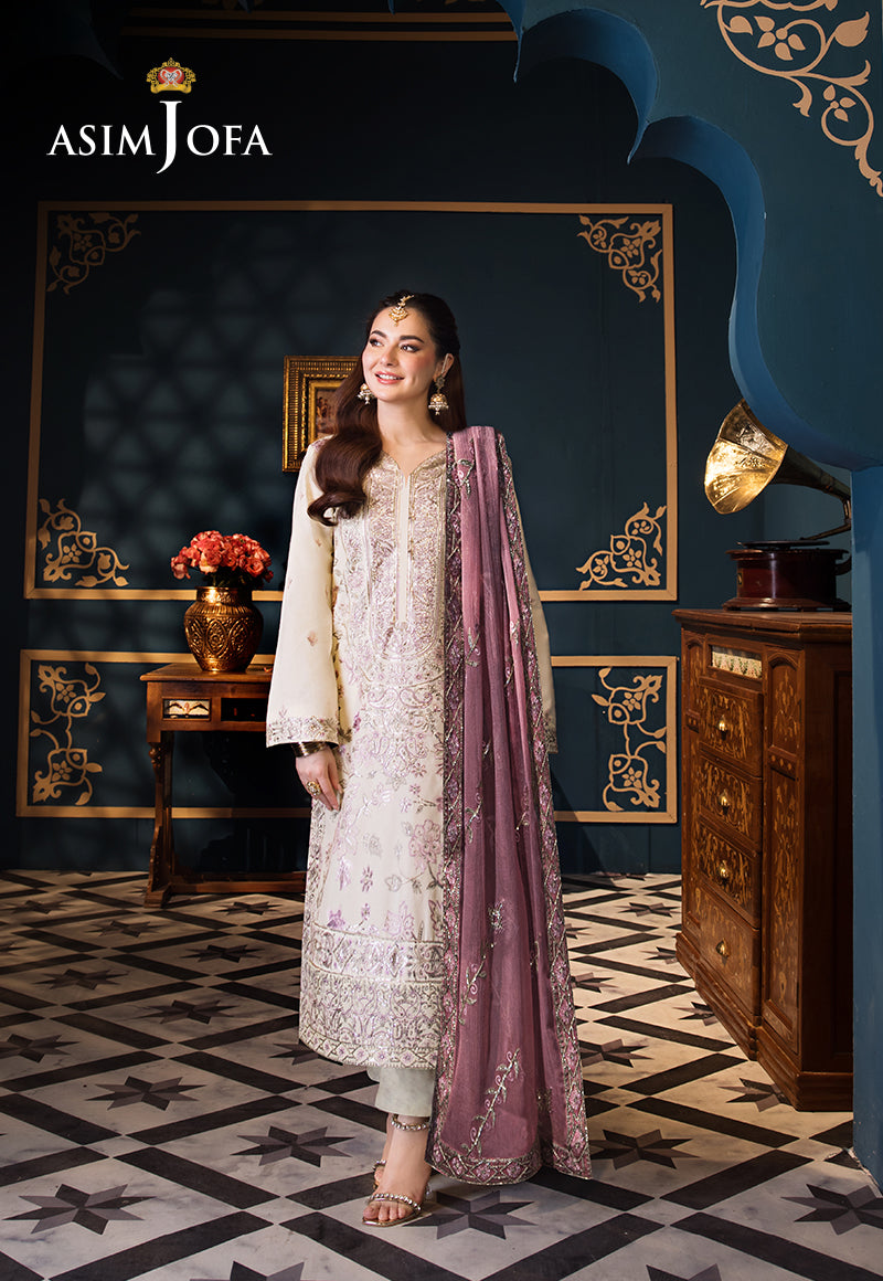 Pakistani Ivory Embroidered Lawn 3-Piece Suit - Image 1