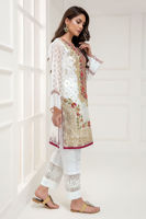 Pakistani Off-White Embroidered Organza Salwar Kameez (3-Piece) - Image 3