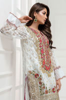 Pakistani Off-White Embroidered Organza Salwar Kameez (3-Piece) - Image 5