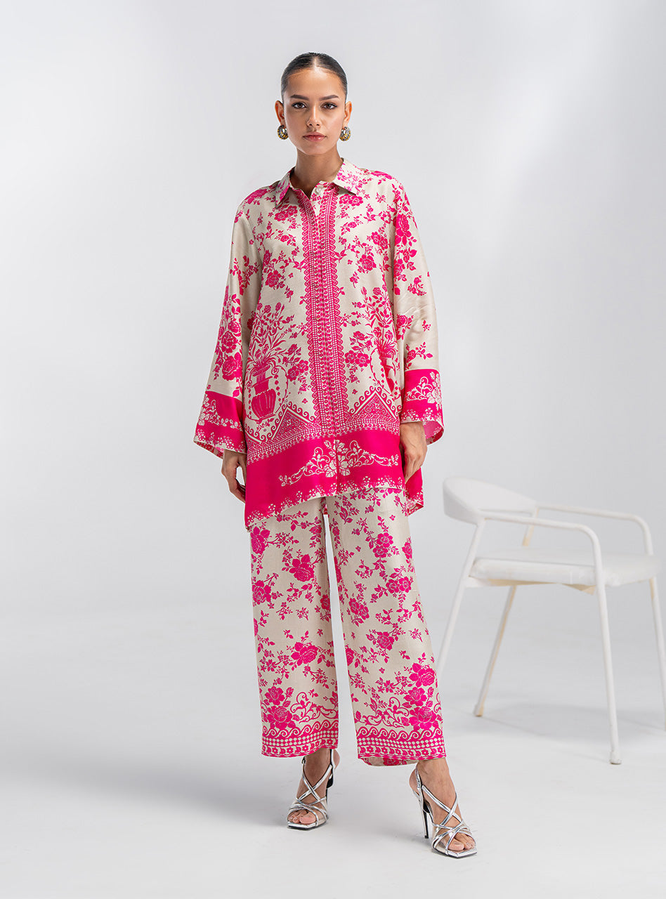 Ivory Pink Printed Lightweight Co-ord Set (2-Piece) - Image 1