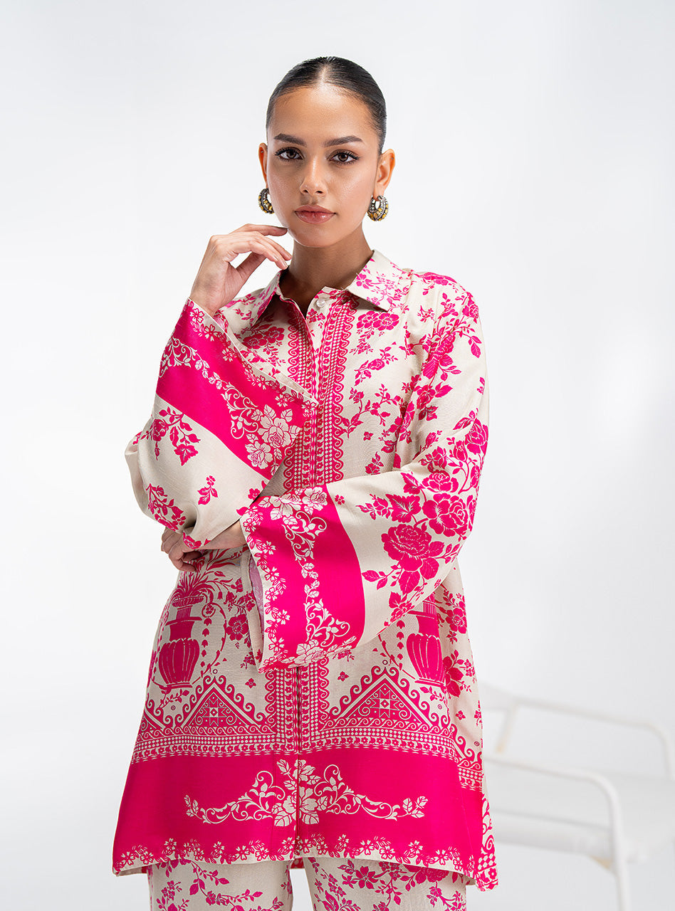 Ivory Pink Printed Lightweight Co-ord Set (2-Piece) - Image 2