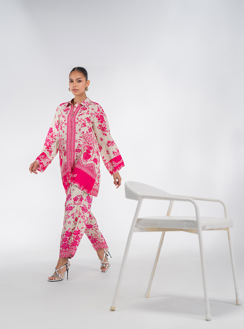 Ivory Pink Printed Lightweight Co-ord Set (2-Piece) - Image 3