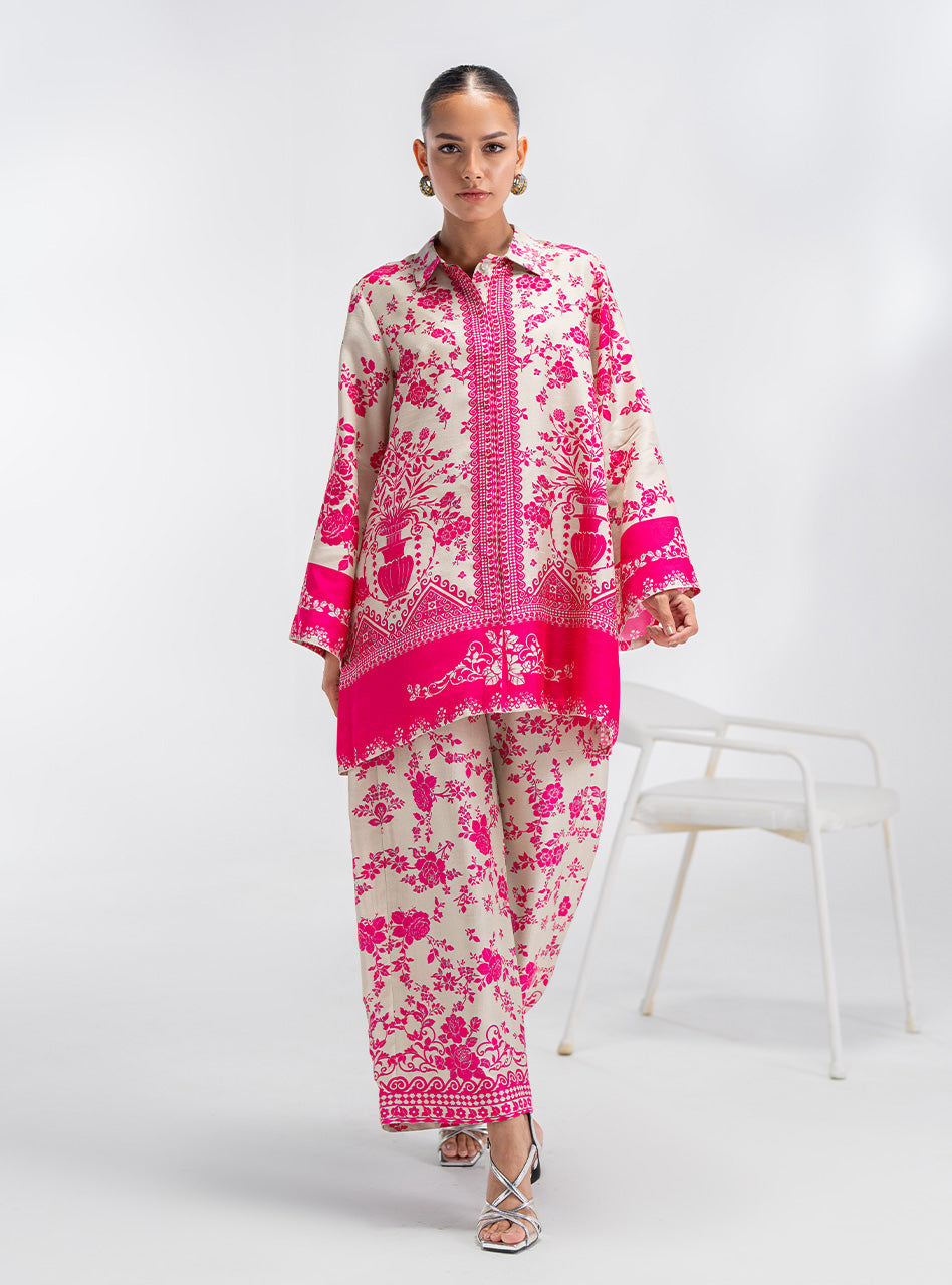 Ivory Pink Printed Lightweight Co-ord Set (2-Piece) - Image 4