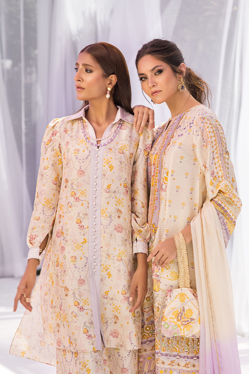 Pakistani Ivory Floral Pure Silk Co-ord Set (2-Piece) - Image 10