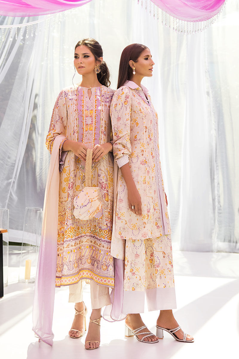 Pakistani Ivory Floral Pure Silk Co-ord Set (2-Piece) - Image 11