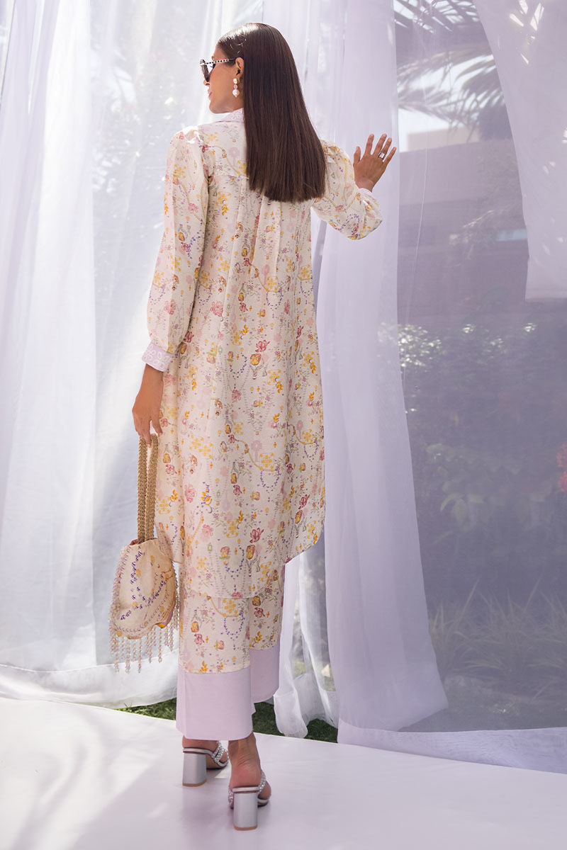 Pakistani Ivory Floral Pure Silk Co-ord Set (2-Piece) - Image 3