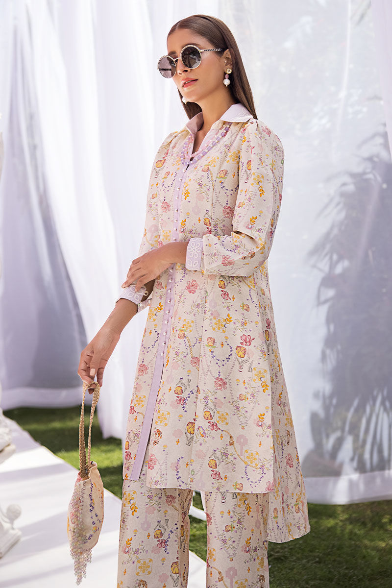 Pakistani Ivory Floral Pure Silk Co-ord Set (2-Piece) - Image 4