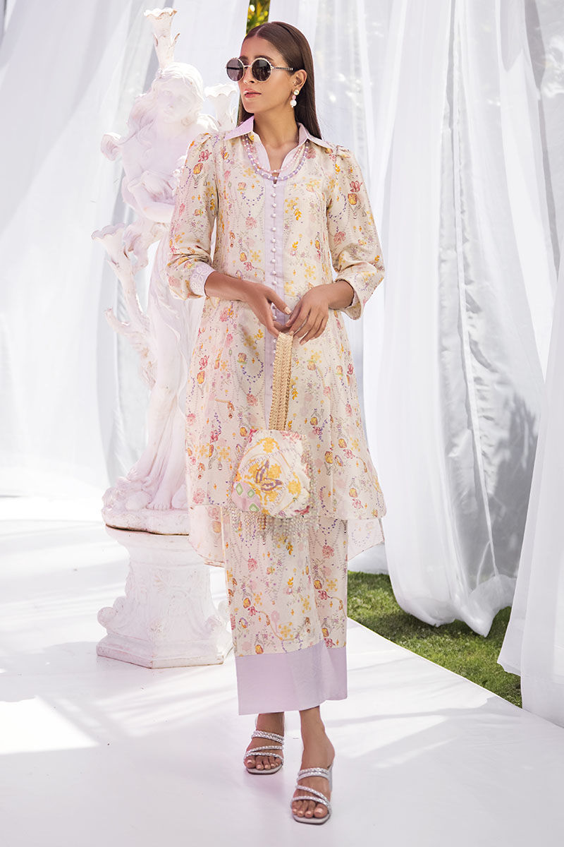 Pakistani Ivory Floral Pure Silk Co-ord Set (2-Piece) - Image 5