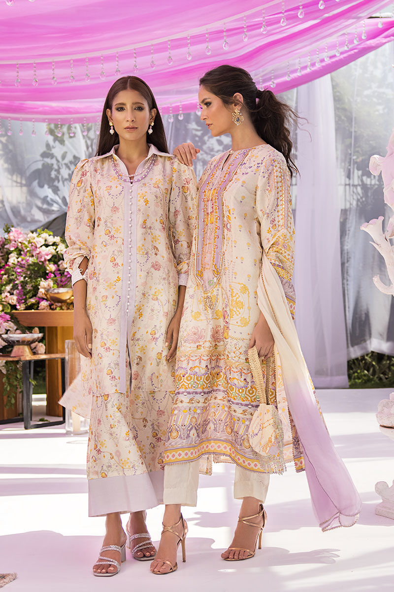Pakistani Ivory Floral Pure Silk Co-ord Set (2-Piece) - Image 9