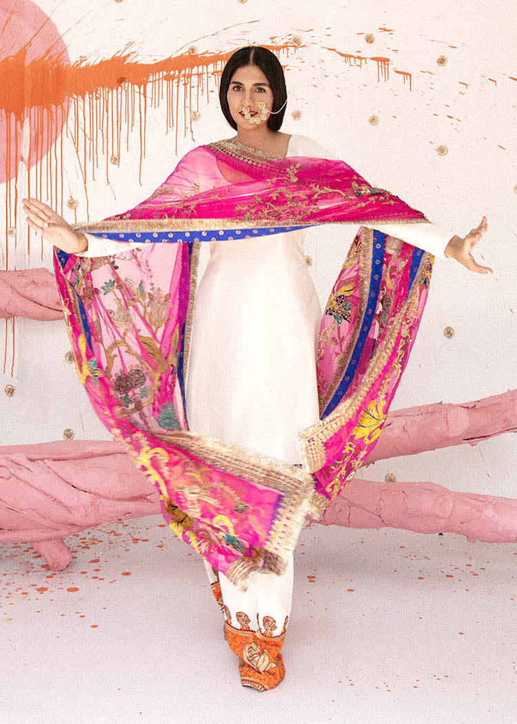 Ivory Aari Embroidered Raw Silk Salwar Kameez (3-Piece) - Image 2