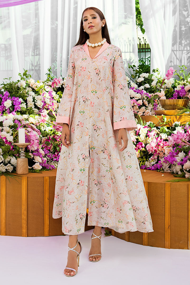 Moonbeam Floral Digital Print Raw Silk Salwar Kameez (2-Piece) - Image 1