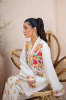 Ivory Embroidered Raw Silk Salwar Kameez (3-Piece) - Image 5