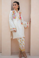 Ivory Embroidered Raw Silk Salwar Kameez (3-Piece) - Image 6