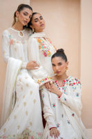 Ivory Embroidered Raw Silk Salwar Kameez (3-Piece) - Image 7