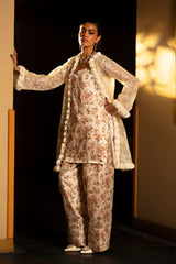 Pakistani Ivory Floral Embroidered Silk-Blend Salwar Kameez (2-Piece) - Image 3