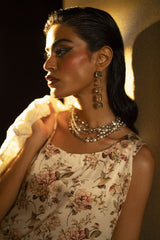 Pakistani Ivory Floral Embroidered Silk-Blend Salwar Kameez (2-Piece) - Image 5