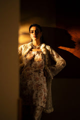 Pakistani Ivory Floral Embroidered Silk-Blend Salwar Kameez (2-Piece) - Image 6