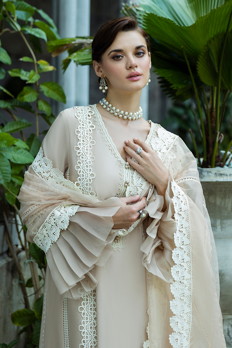 Pakistani Ivory Lace Pure Spench Silk Salwar Kameez (3-Piece) - Image 5