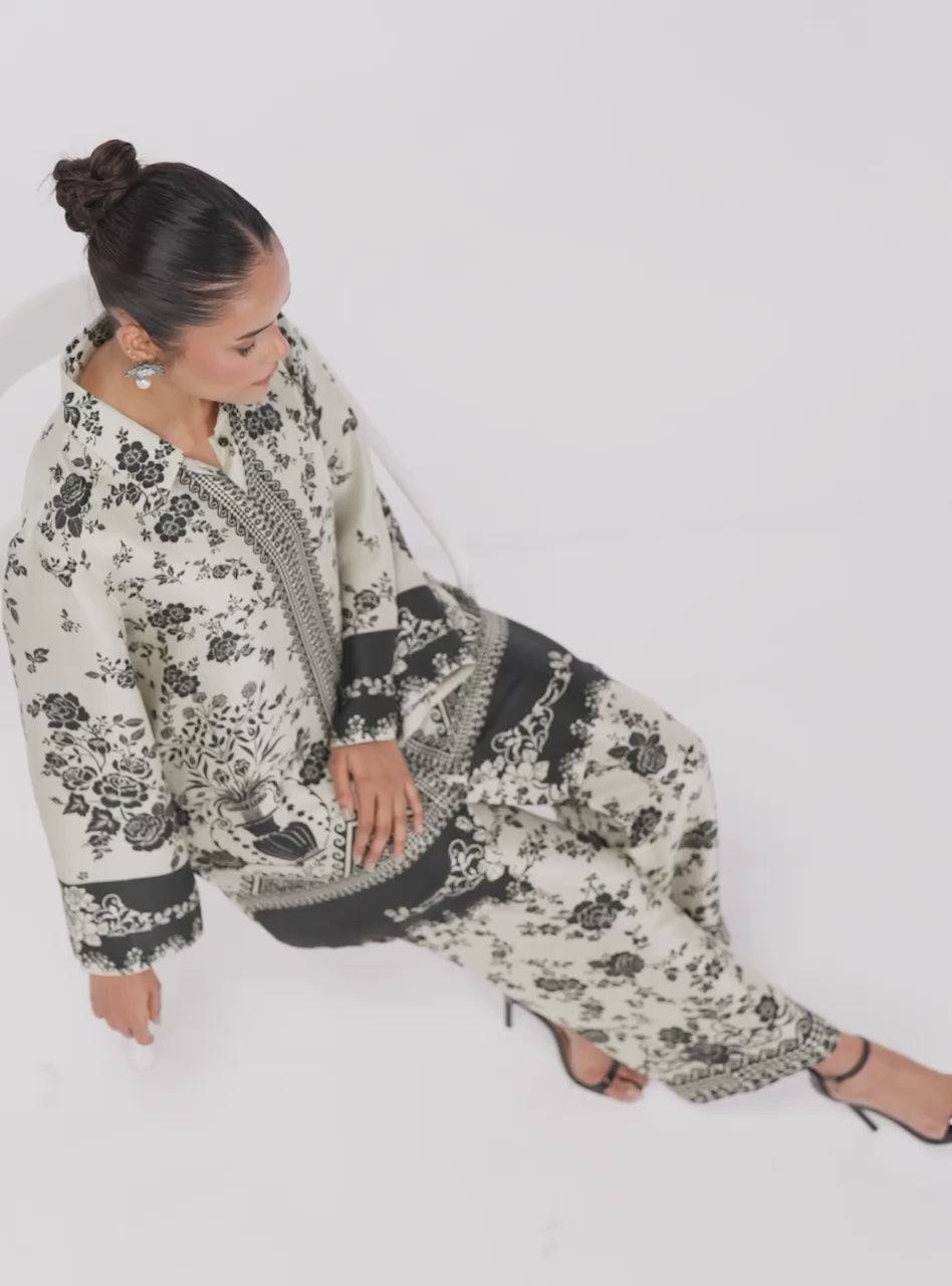 Pakistani Ivory Black Printed Viscose Co-ord Set (2-Piece) - Image 10