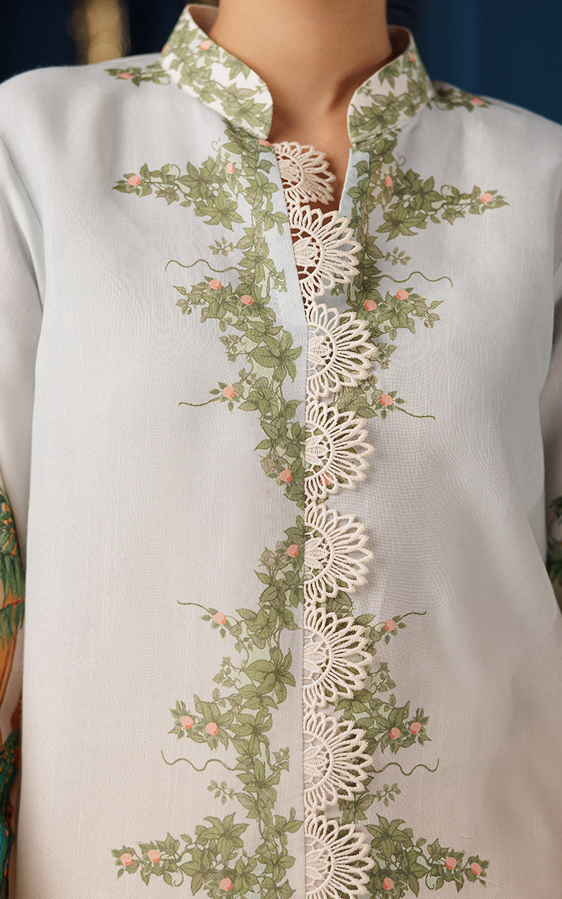 Ivory Printed Viscose Silk Tunic (2-Piece) - Image 3