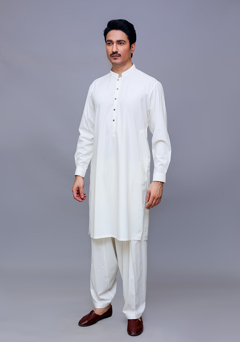 Antique White Poly Viscose Shalwar Kameez (2-Piece) - Image 2