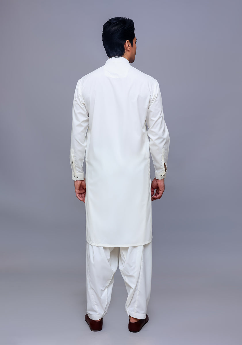 Antique White Poly Viscose Shalwar Kameez (2-Piece) - Image 3