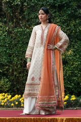 Pakistani Ivory Embroidered Organza Cotton Sharara (2-Piece) - Image 3