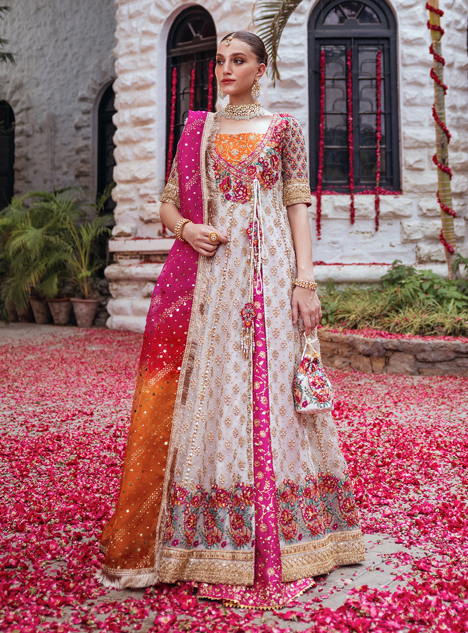 Pakistani Off-White Embroidered Organza Sharara (3-Piece) - Image 10
