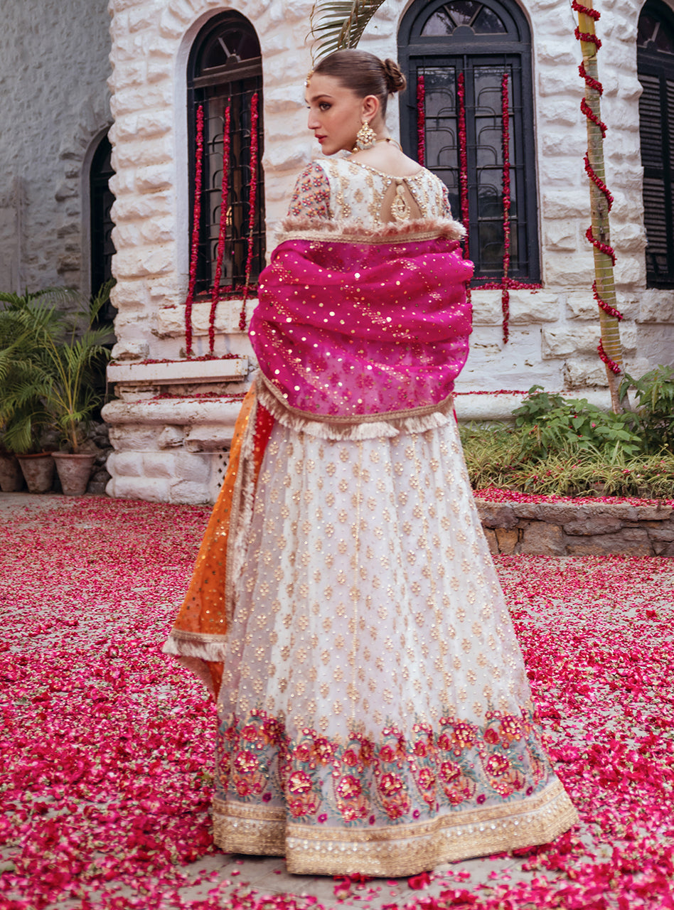 Pakistani Off-White Embroidered Organza Sharara (3-Piece) - Image 11