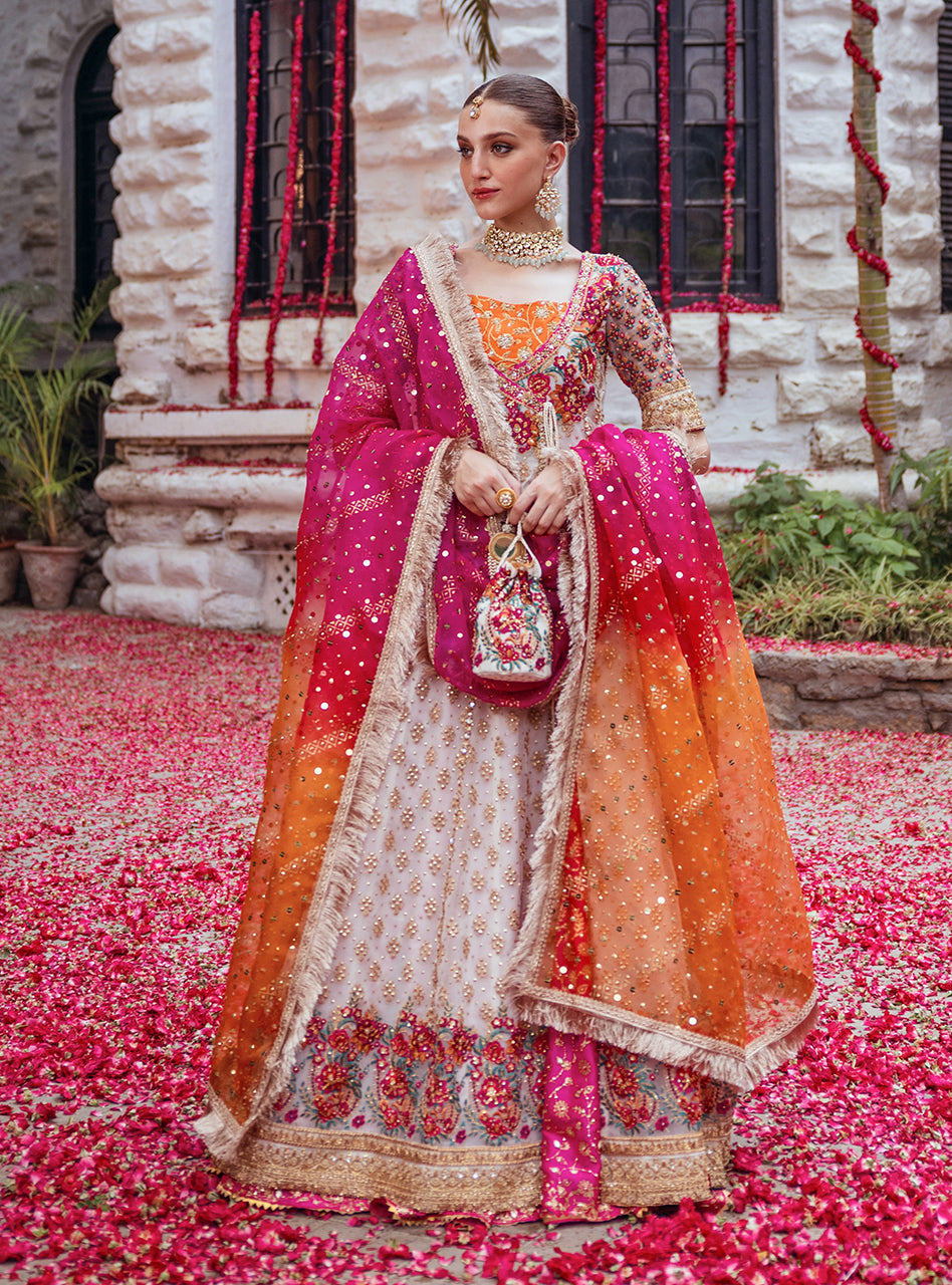 Pakistani Off-White Embroidered Organza Sharara (3-Piece) - Image 12