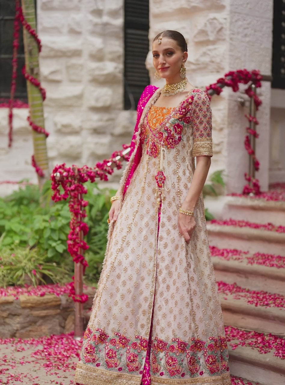 Pakistani Off-White Embroidered Organza Sharara (3-Piece) - Image 15