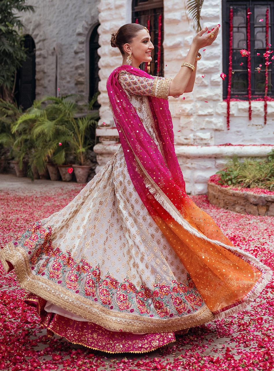 Pakistani Off-White Embroidered Organza Sharara (3-Piece) - Image 16