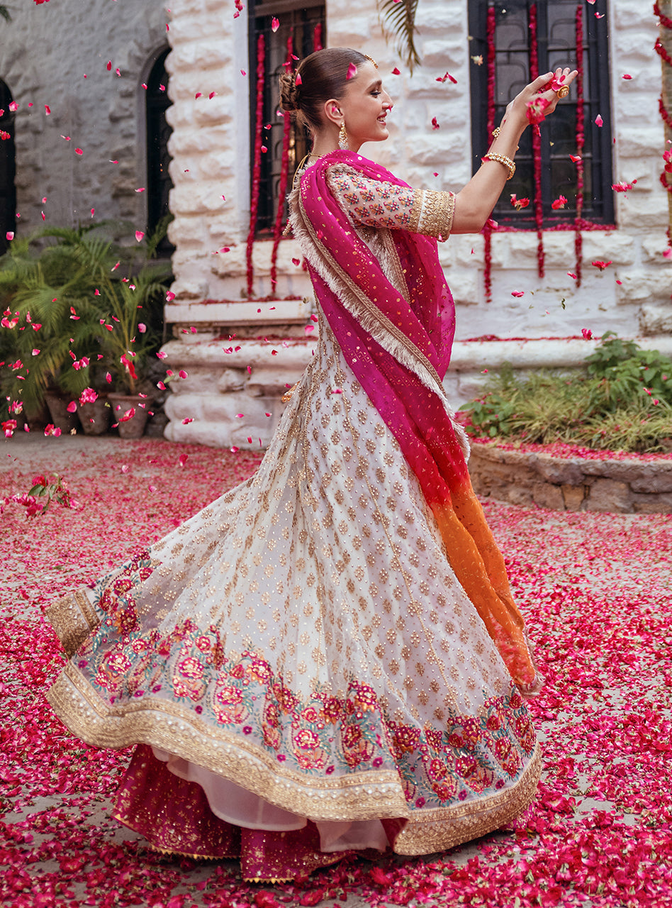 Pakistani Off-White Embroidered Organza Sharara (3-Piece) - Image 17