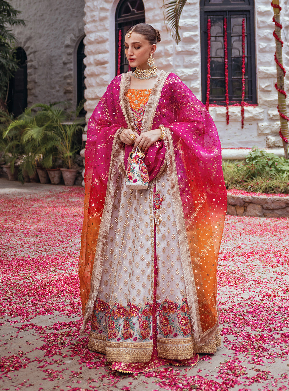 Pakistani Off-White Embroidered Organza Sharara (3-Piece) - Image 3