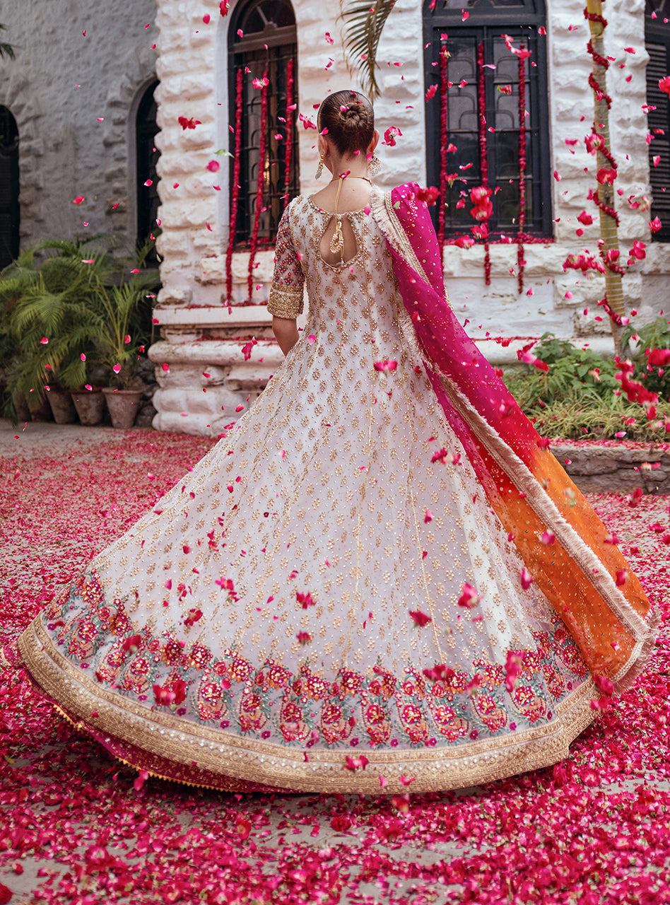 Pakistani Off-White Embroidered Organza Sharara (3-Piece) - Image 6