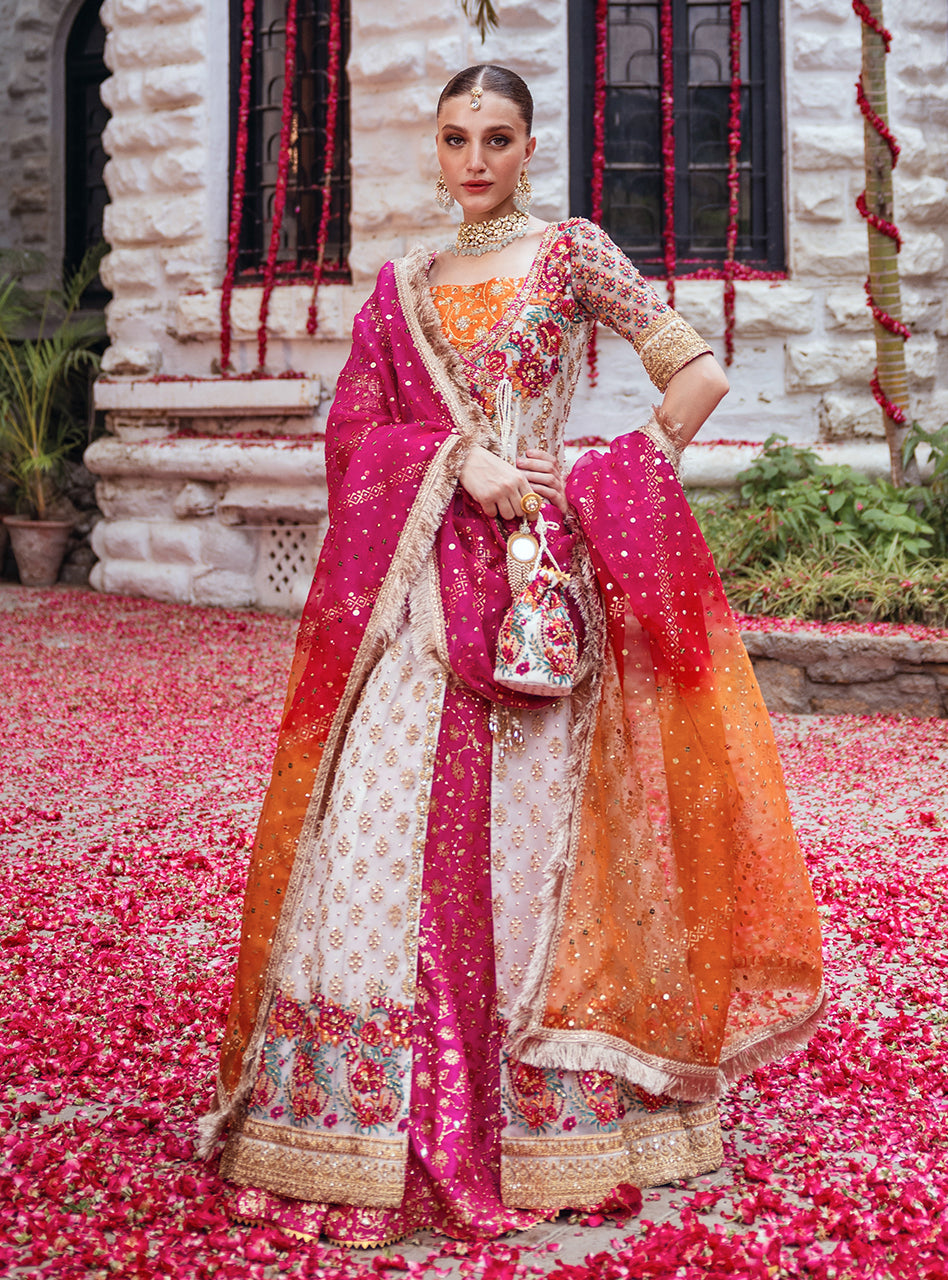 Pakistani Off-White Embroidered Organza Sharara (3-Piece) - Image 7