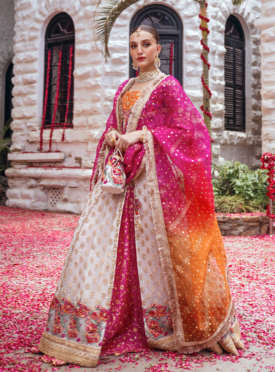 Pakistani Off-White Embroidered Organza Sharara (3-Piece) - Image 8