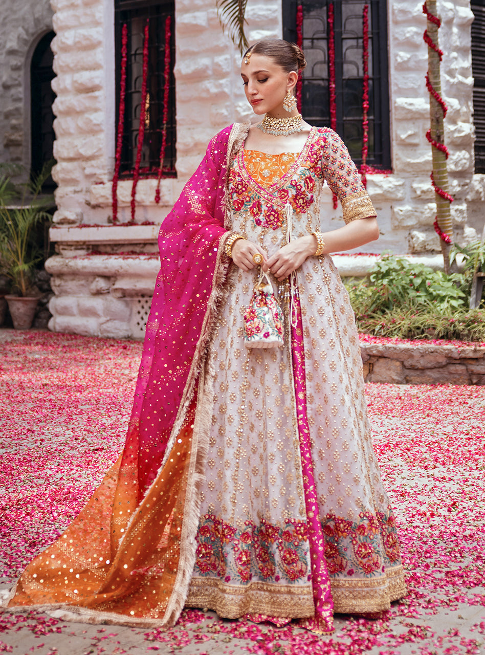Pakistani Off-White Embroidered Organza Sharara (3-Piece) - Image 9