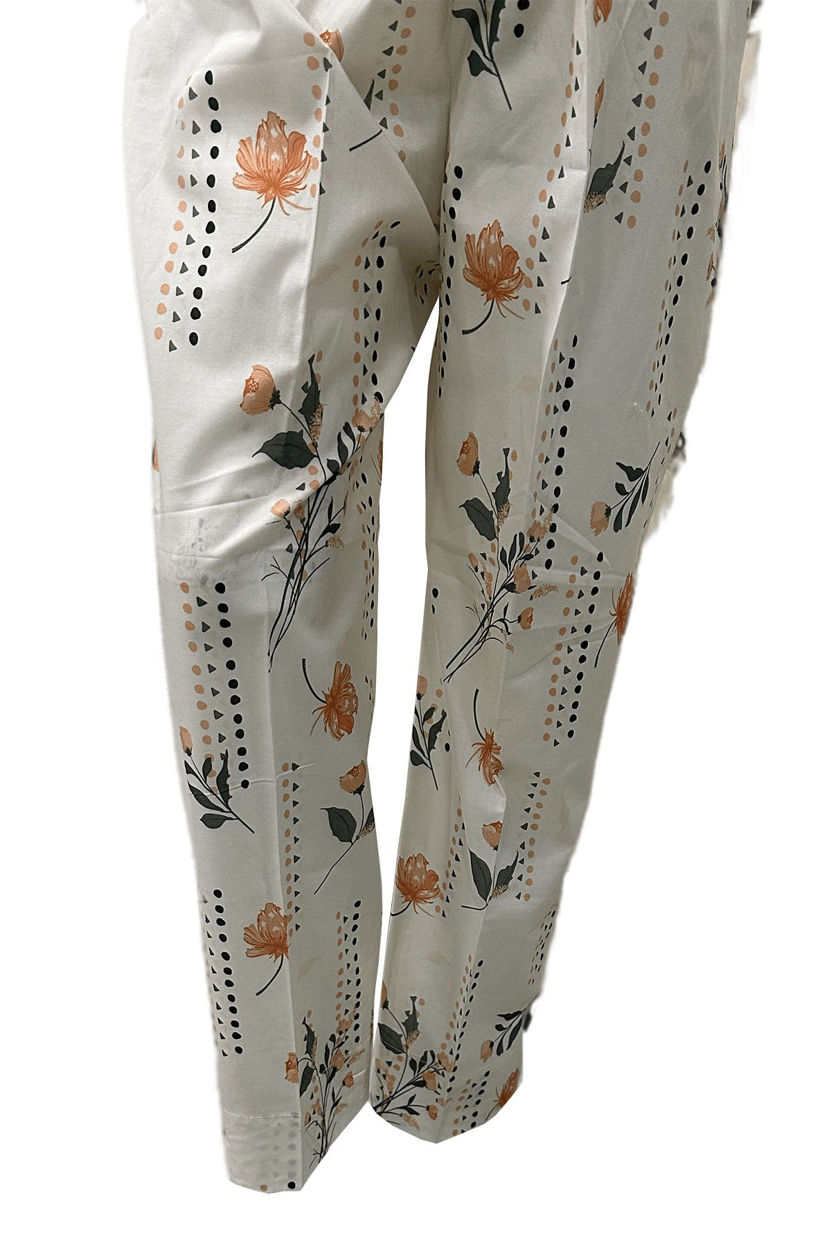 Pakistani Ivory Digital Printed Cotton Trouser (1-Pc) - Image 1