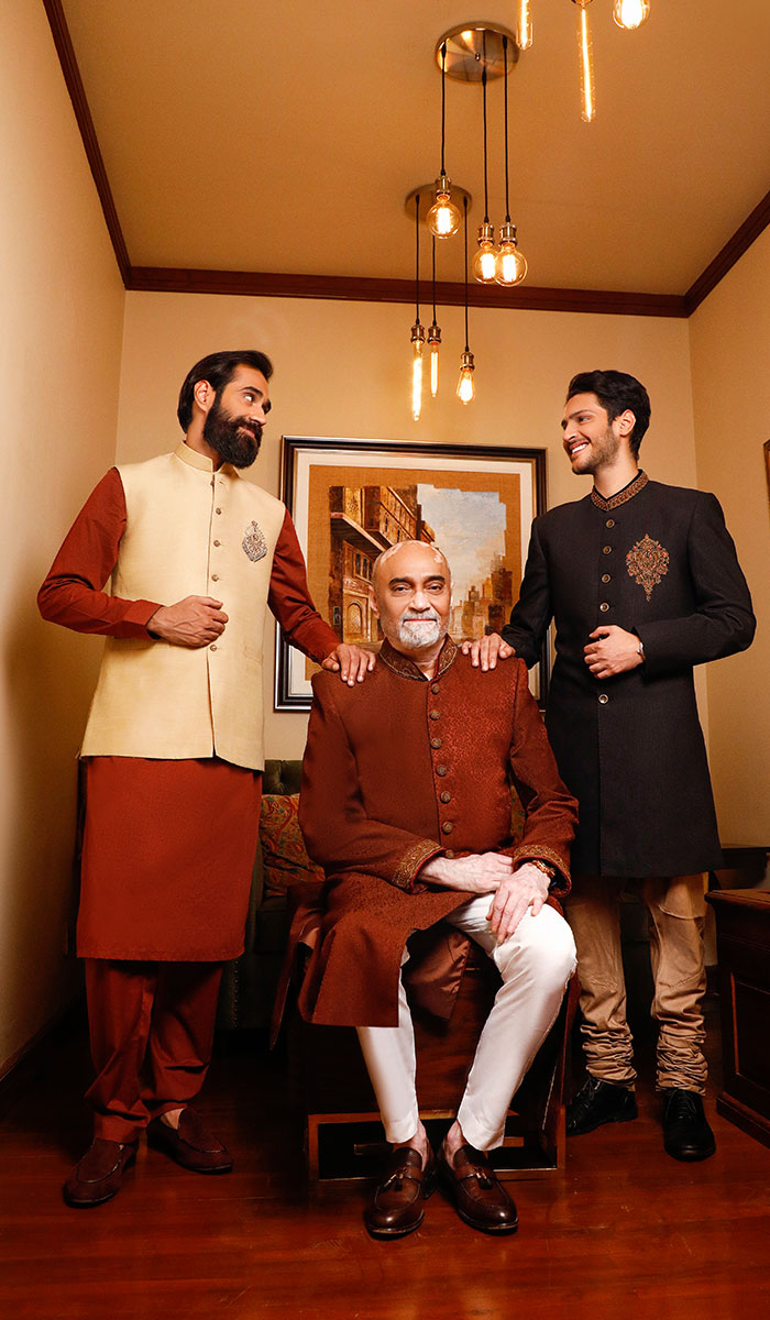 Ivory Rust Charcoal Embroidered Suiting Waistcoat Kurta (2-Piece) - Image 1