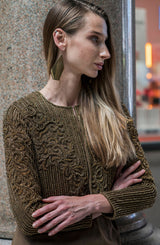 Pakistani Khaki Embellished Chiffon Gown with Jacket (2-Piece) - Image 4