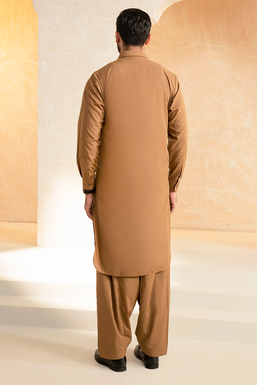 Khaki Blended Fabric Shalwar Kameez (2-Piece) - Image 7