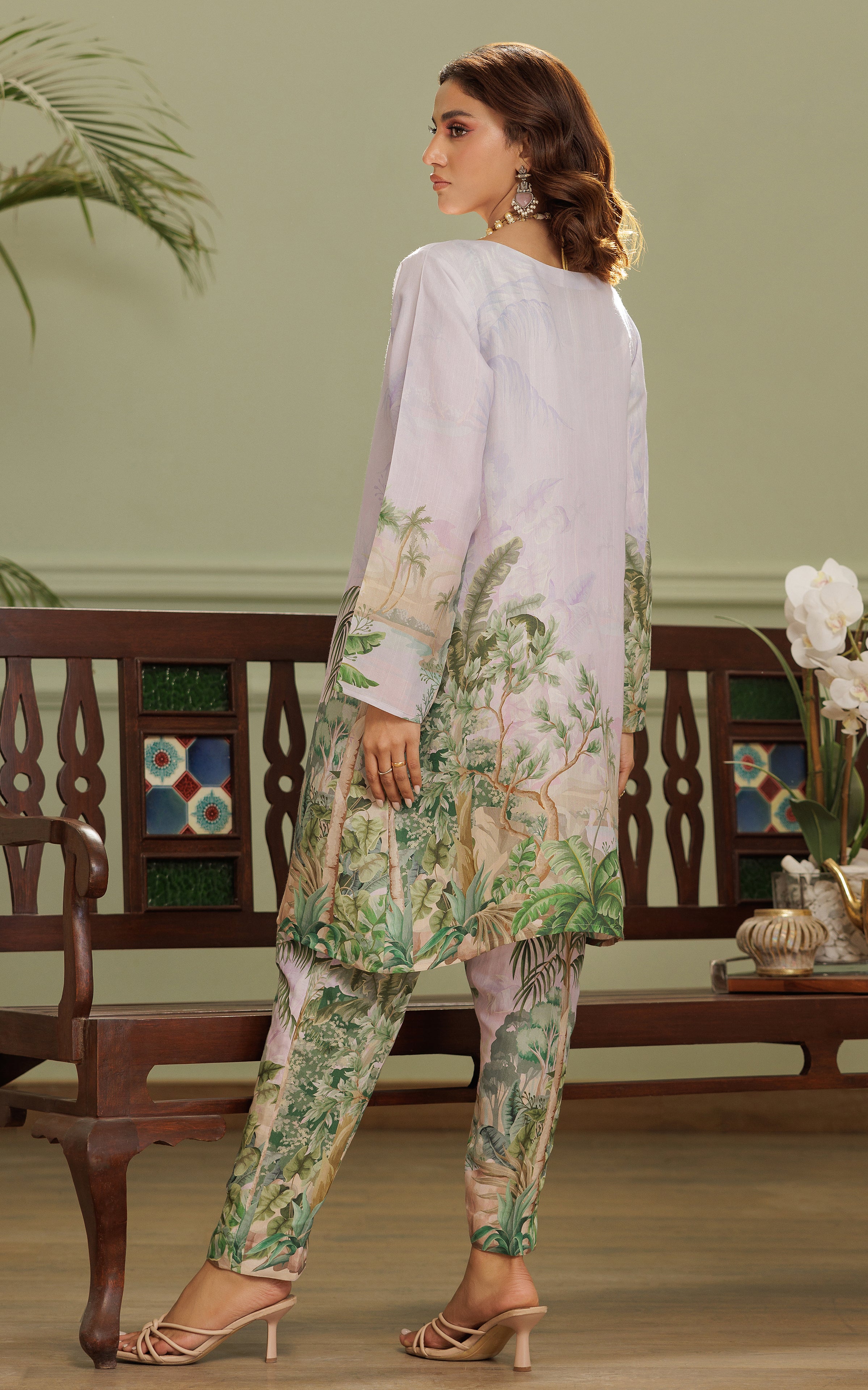 Soft Lilac Printed Viscose Salwar Kameez (2-Piece) - Image 6