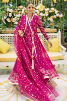 Deep Magenta Zardozi Silk Net Angrakha (3-Piece) - Image 2