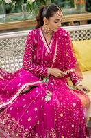 Deep Magenta Zardozi Silk Net Angrakha (3-Piece) - Image 4