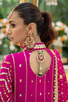 Deep Magenta Zardozi Silk Net Angrakha (3-Piece) - Image 5