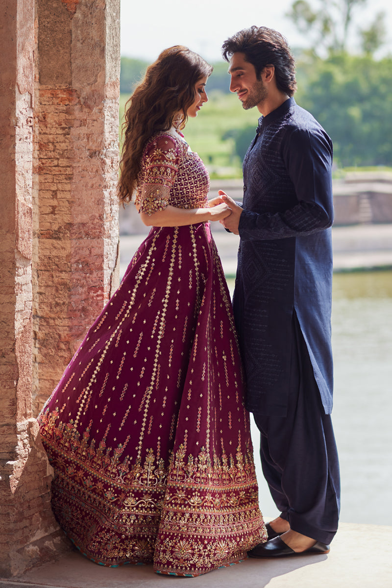 Deep Magenta Gotta Embroidered Raw Silk Lehenga Choli (3-Piece) - Image 6