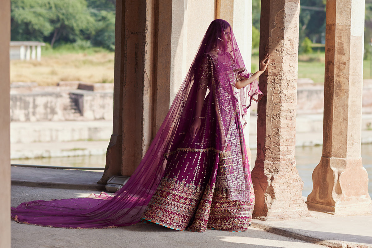 Deep Magenta Gotta Embroidered Raw Silk Lehenga Choli (3-Piece) - Image 9