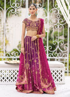 Plum to Magenta Zardozi Raw Silk Lehenga Choli (3-Piece) - Image 2